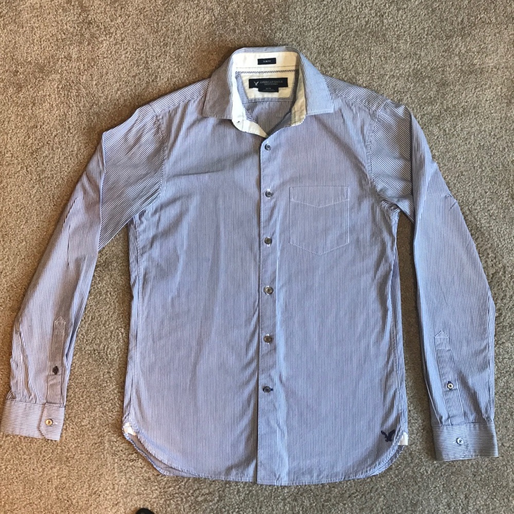 American Eagle Striped Casual Button Down Shirt